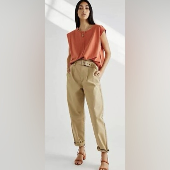 LEVI’S PREMIUM Khaki High Waist Cotton Pants Chinos Tapered Pleated, Size 30 - Picture 2 of 14